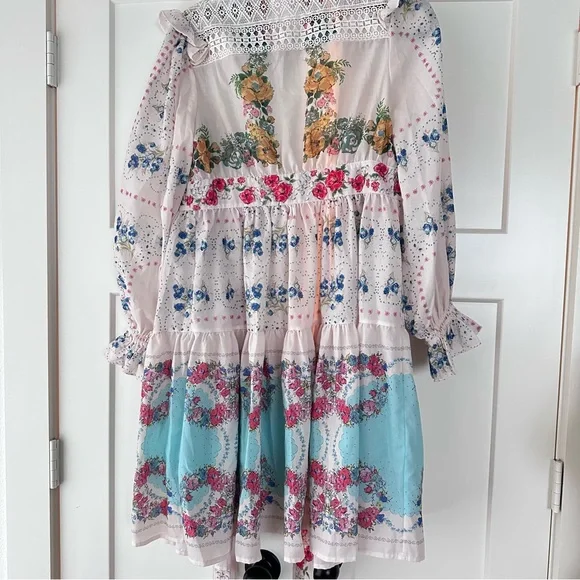 Zimmermann Dress Women Clover Patched Wrap Mini Floral Boho cottage core - Picture 10 of 13